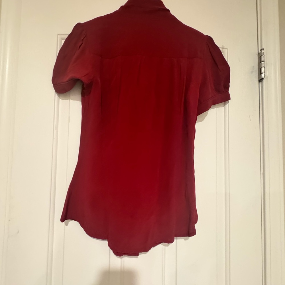 Tie-Neck Burgundy Blouse for Women - Picture 3 of 8